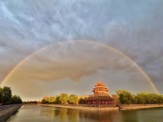雨后奇观，北京上空双彩虹的神秘魅力