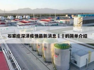 石家庄深泽疫情最新消息㊙️的简单介绍