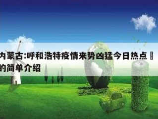 内蒙古:呼和浩特疫情来势凶猛今日热点㊙️的简单介绍